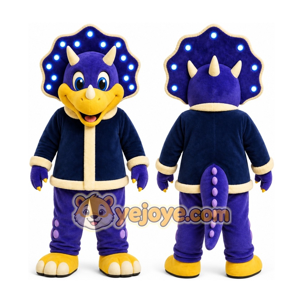 Blue Triceratops Dinosaur Mascot Costume for Children's Events Blue Triceratops Dinosaur Mascot Costume for Children's Events