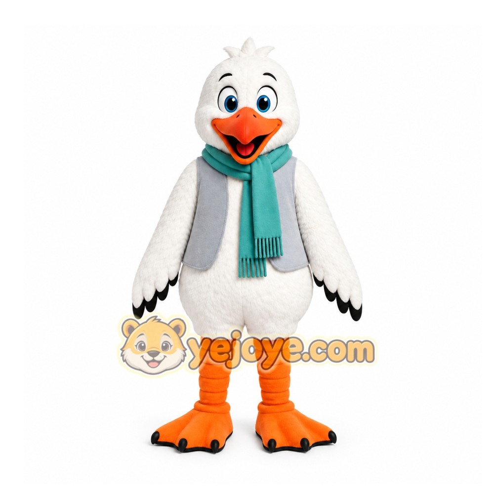 White Seagull Mascot Costume for Restaurant Promotions White Seagull Mascot Costume for Restaurant Promotions