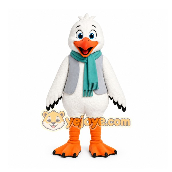 White Seagull Mascot Costume for Restaurant Promotions