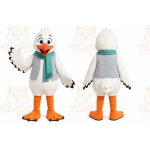 White Seagull Mascot Costume for Restaurant Promotions