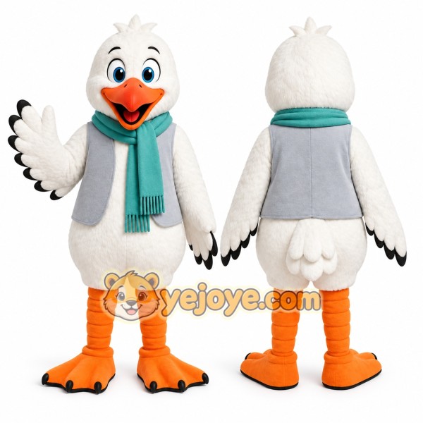 White Seagull Mascot Costume for Restaurant Promotions