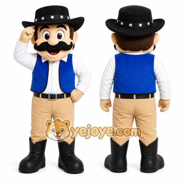 Beige Cowboy Mascot Costume for Events and Promotions