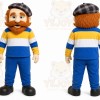 Blue Man With Beard And Cap Mascot Costume for Events and Promotions