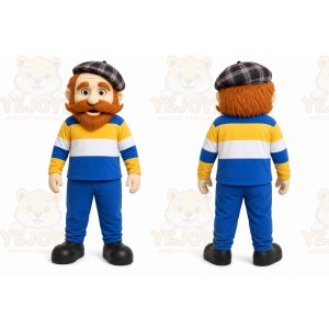 Blue Man With Beard And Cap Mascot Costume for Events and Promotions