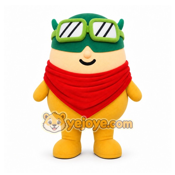 Yellow Round Character With Goggles Mascot Costume for Events and Promotions