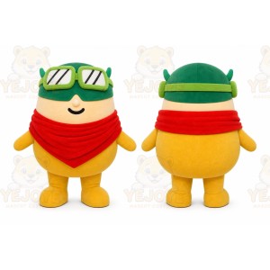 Yellow Round Character With Goggles Mascot Costume for Events and Promotions