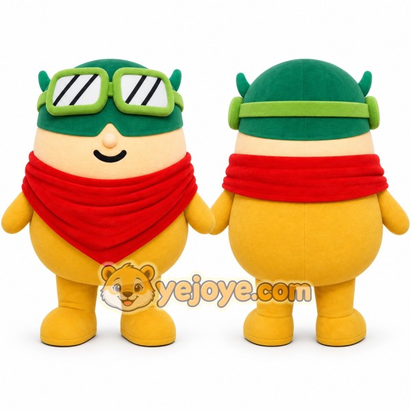 Yellow Round Character With Goggles Mascot Costume for Events and Promotions