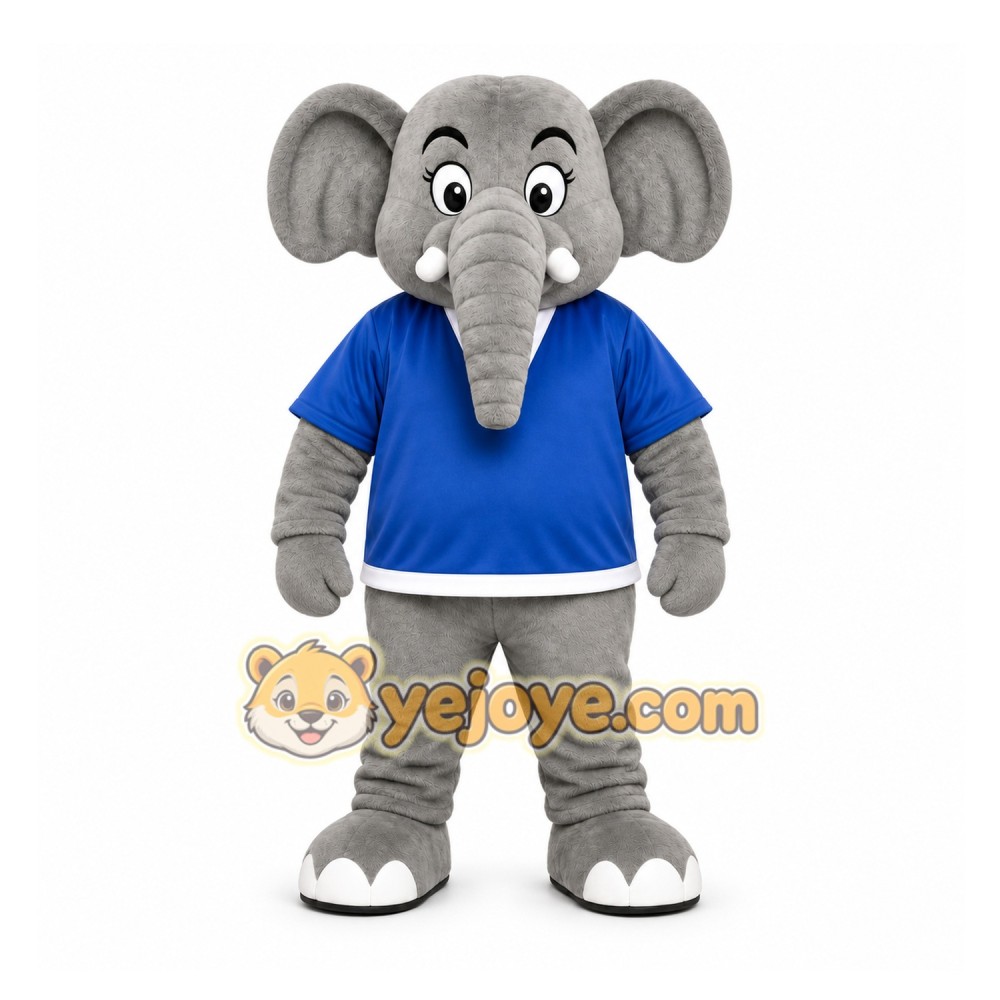 Gray Elephant Mascot Costume for Sports Events
