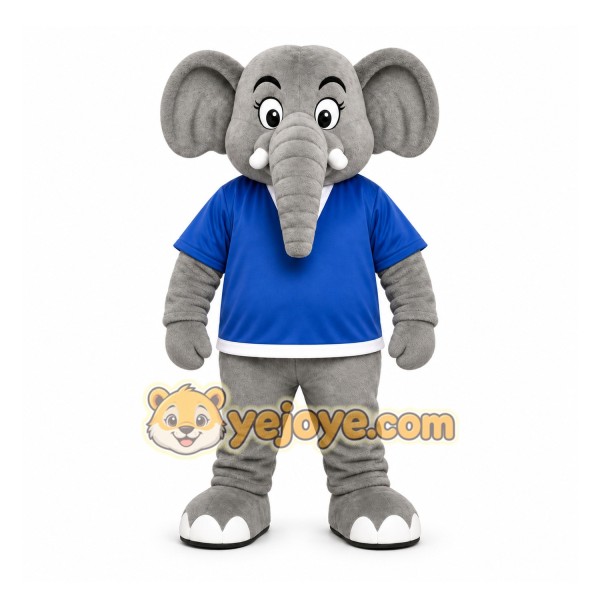 Gray Elephant Mascot Costume for Sports Events
