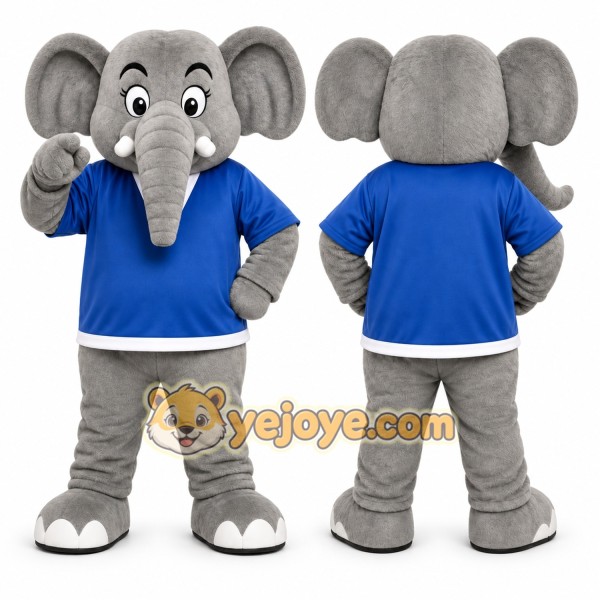 Gray Elephant Mascot Costume for Sports Events