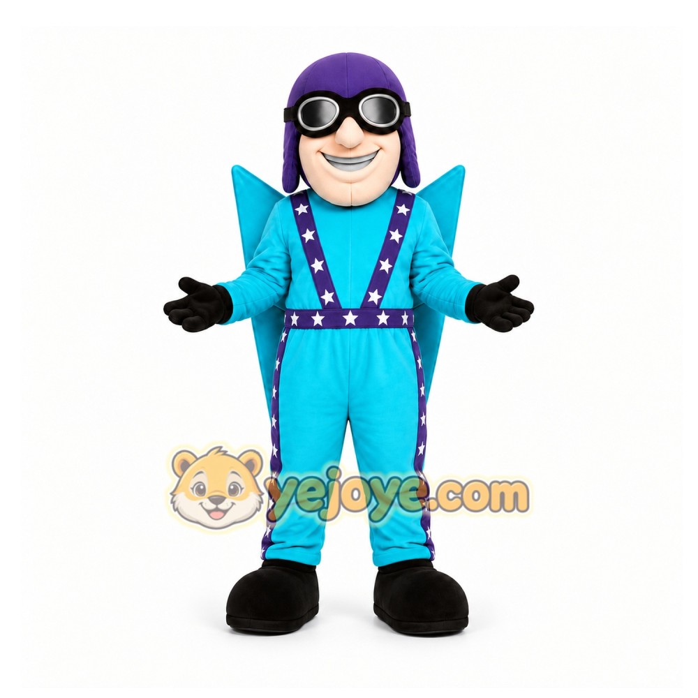 Blue Pilot Mascot Costume for Events and Promotions Blue Pilot Mascot Costume for Events and Promotions
