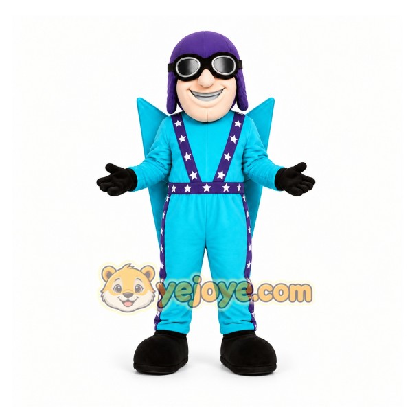 Blue Pilot Mascot Costume for Events and Promotions