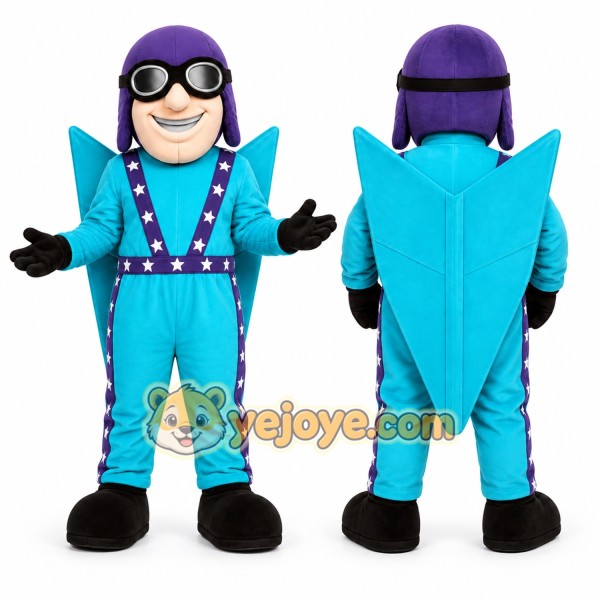 Blue Pilot Mascot Costume for Events and Promotions