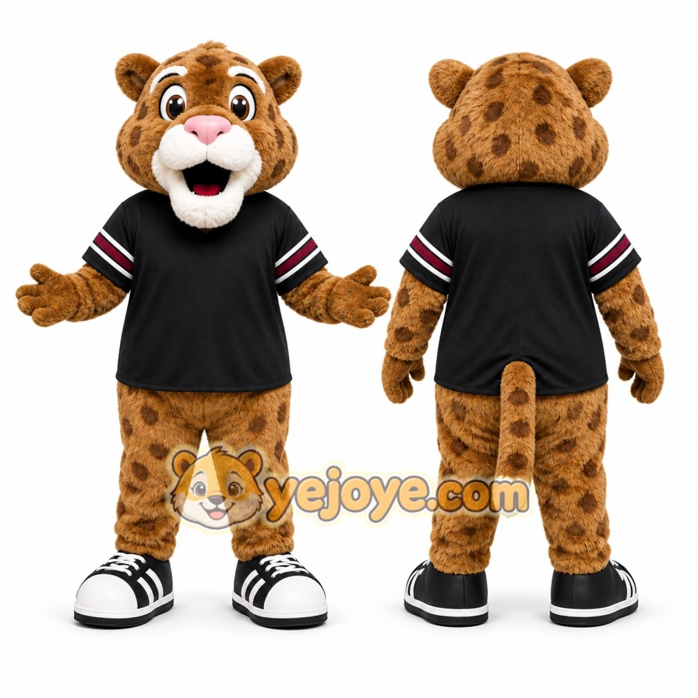Brown Leopard Mascot Costume for Sports Events Brown Leopard Mascot Costume for Sports Events