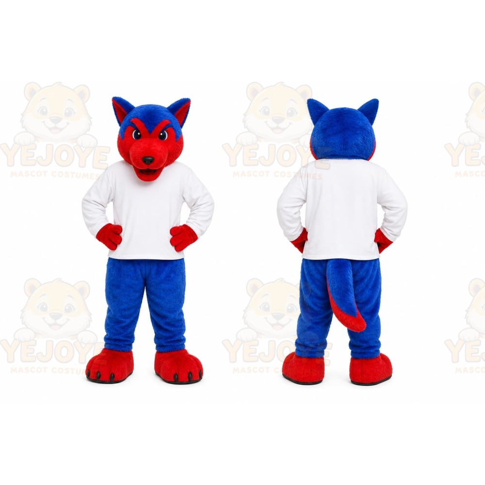 Blue Fox Mascot Costume for Sports Events