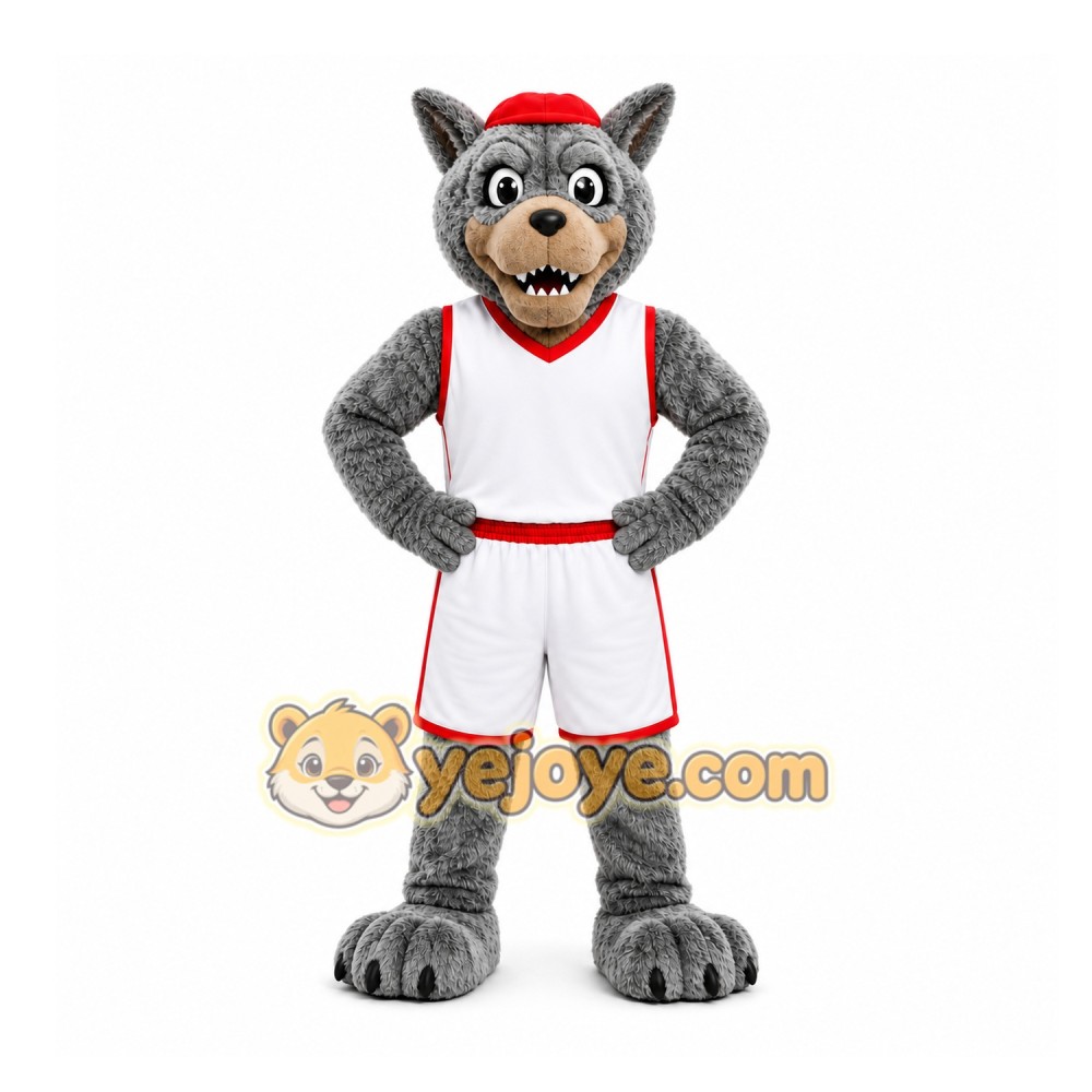 Gray Wolf Mascot Costume for Sports Events