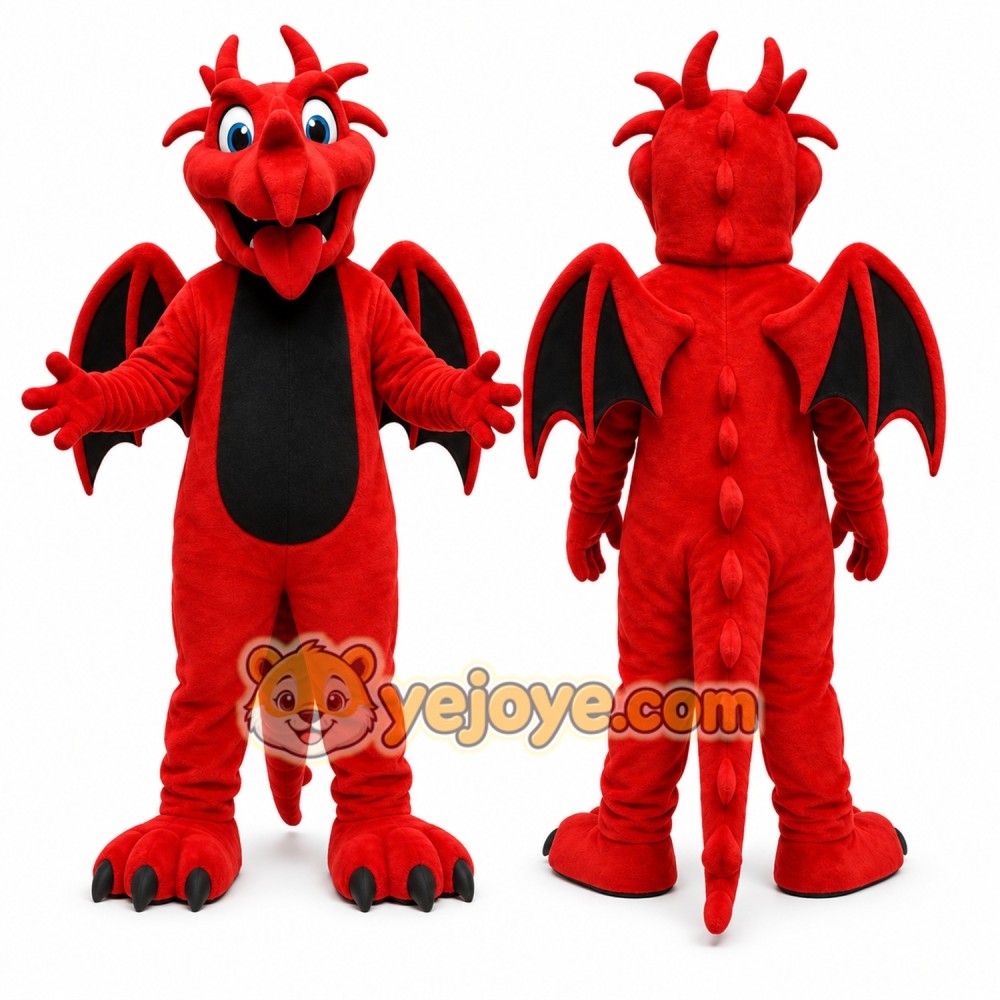 Red Dragon Mascot Costume for Events and Promotions Red Dragon Mascot Costume for Events and Promotions
