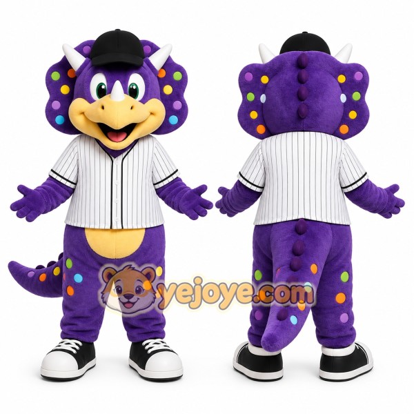 Purple Dinosaur Mascot Costume for Sports Events