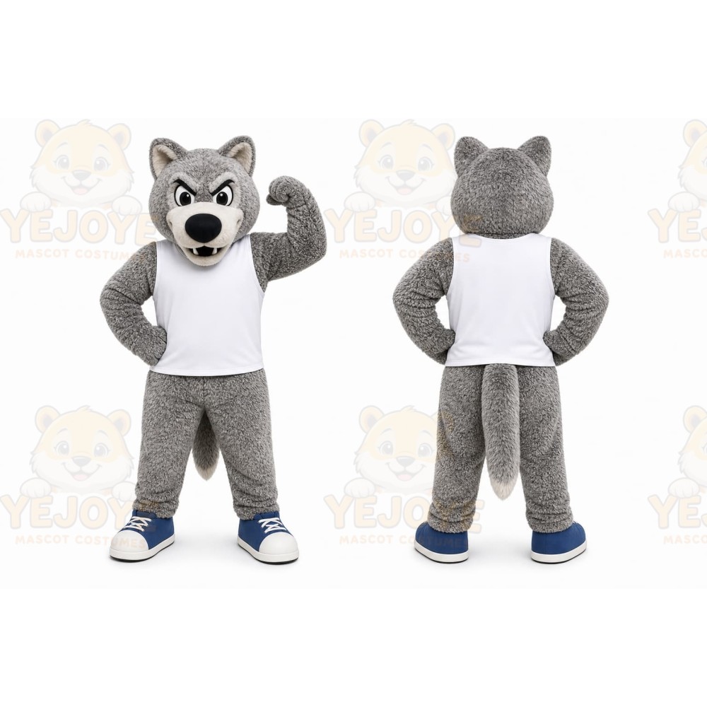 Gray Wolf Mascot Costume for Sports Events