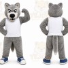 Gray Wolf Mascot Costume for Sports Events