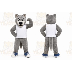 Gray Wolf Mascot Costume for Sports Events
