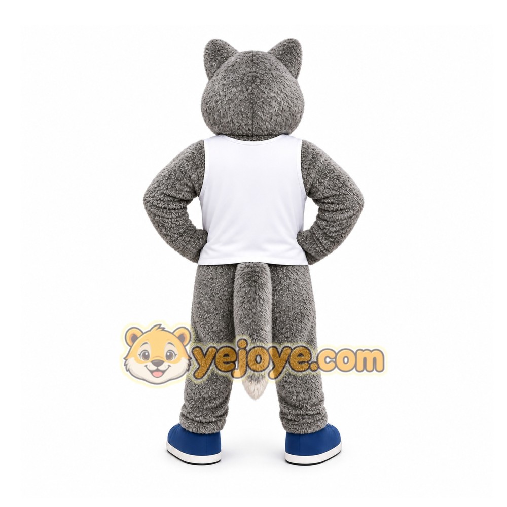 Gray Wolf Mascot Costume for Sports Events