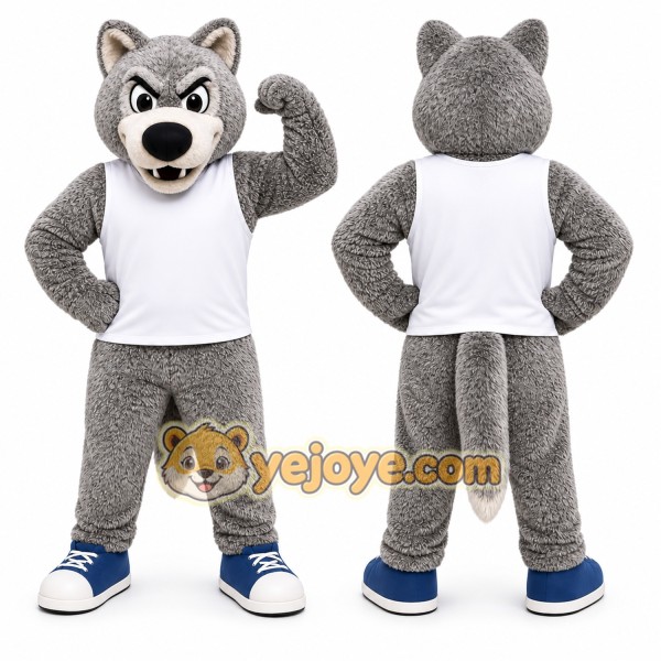 Gray Wolf Mascot Costume for Sports Events