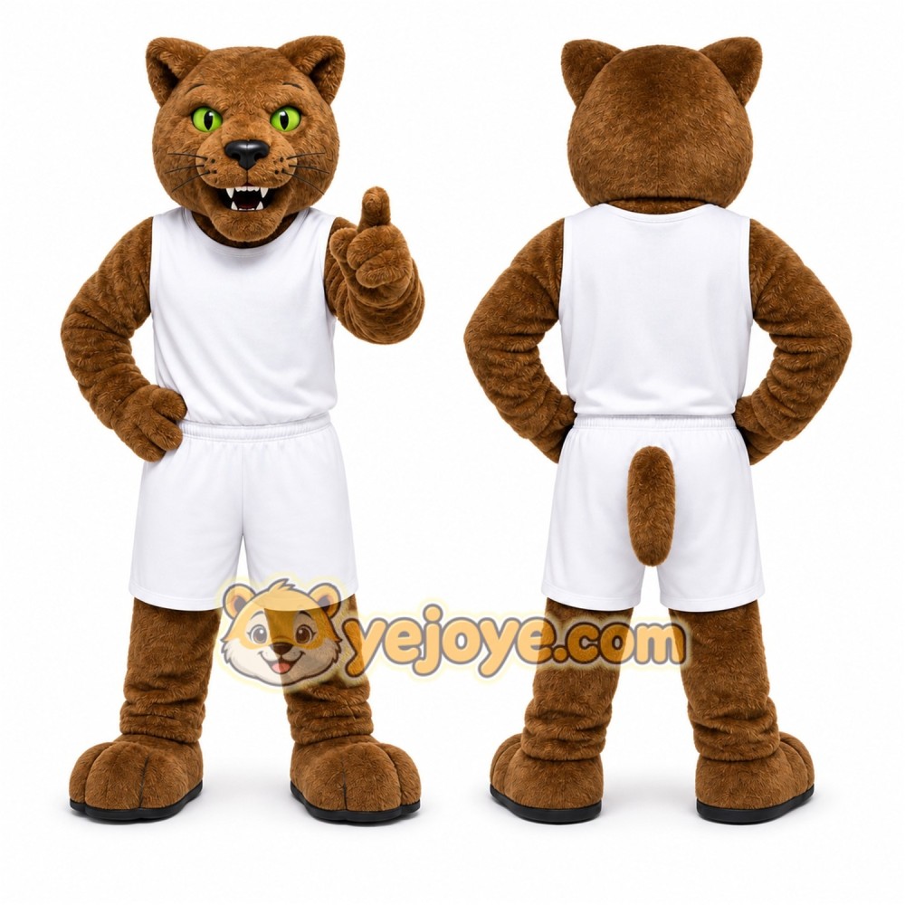 Brown Big Cat Mascot Costume for Sports Events Brown Big Cat Mascot Costume for Sports Events