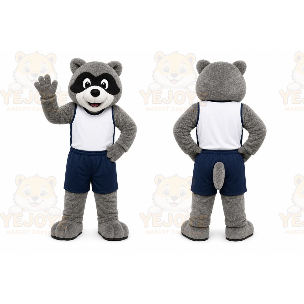 Gray Raccoon Mascot Costume for Sports Events