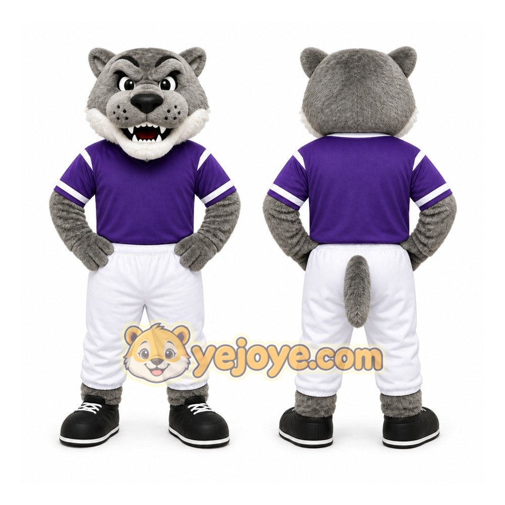 Gray Wolf Mascot Costume for Sports Events