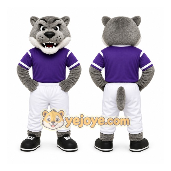 Gray Wolf Mascot Costume for Sports Events