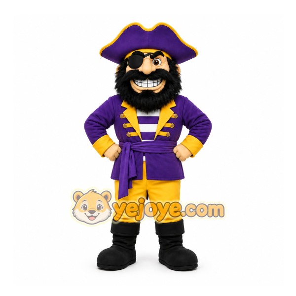 Purple Pirate Mascot Costume for School Events