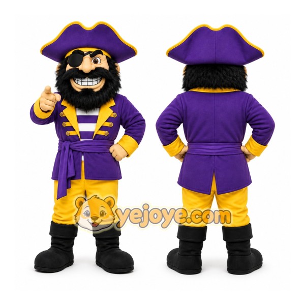 Purple Pirate Mascot Costume for School Events