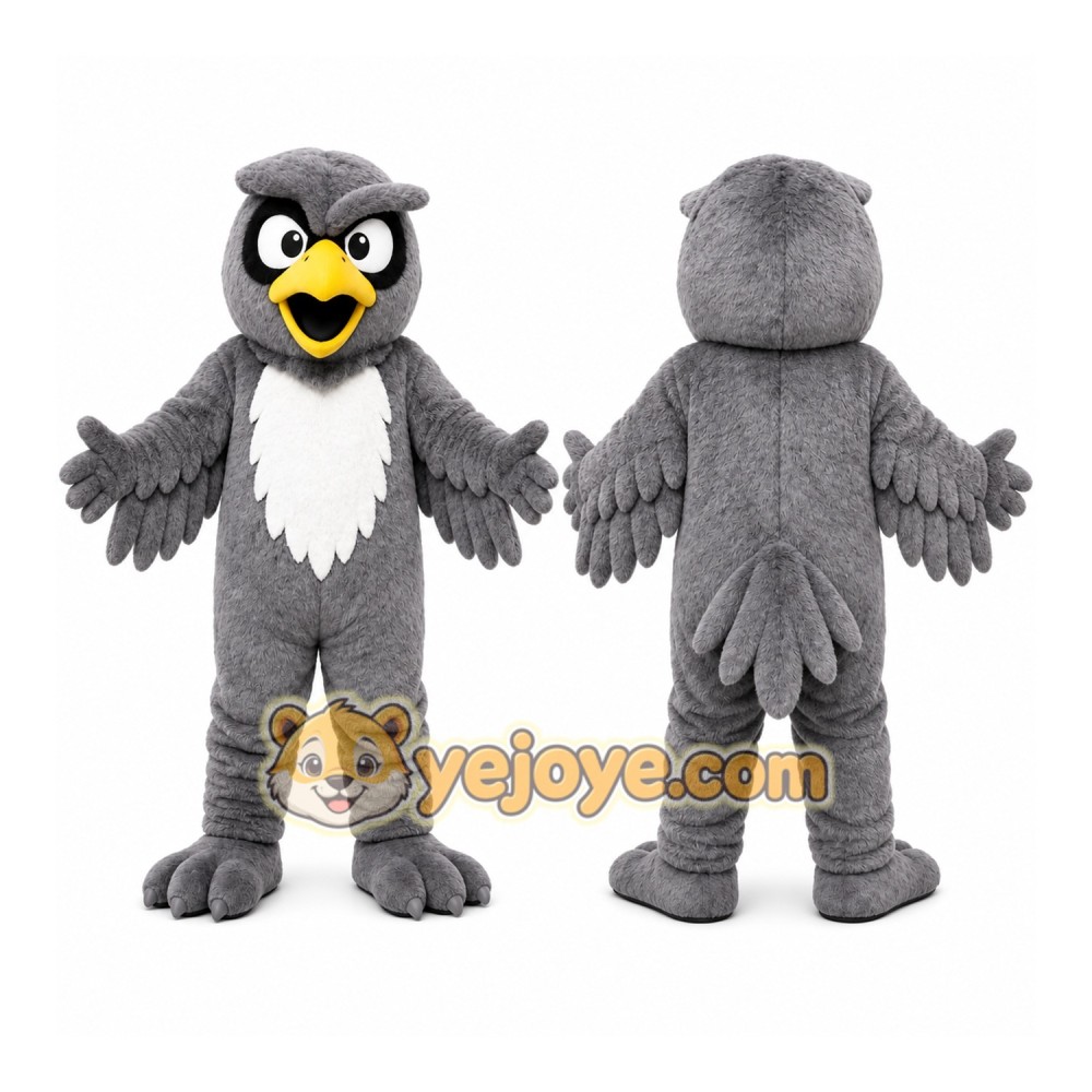 Gray Hawk Mascot Costume for Sports Events