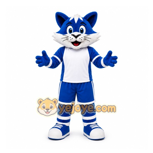 Blue Cat Mascot Costume for Sports Events