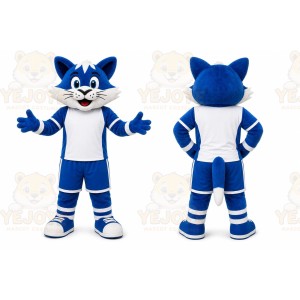 Blue Cat Mascot Costume for Sports Events