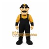 Black Construction Worker Mascot Costume for Corporate Events Black Construction Worker Mascot Costume for Corporate Events