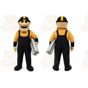 Black Construction Worker Mascot Costume for Corporate Events