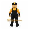 Black Construction Worker Mascot Costume for Corporate Events Black Construction Worker Mascot Costume for Corporate Events