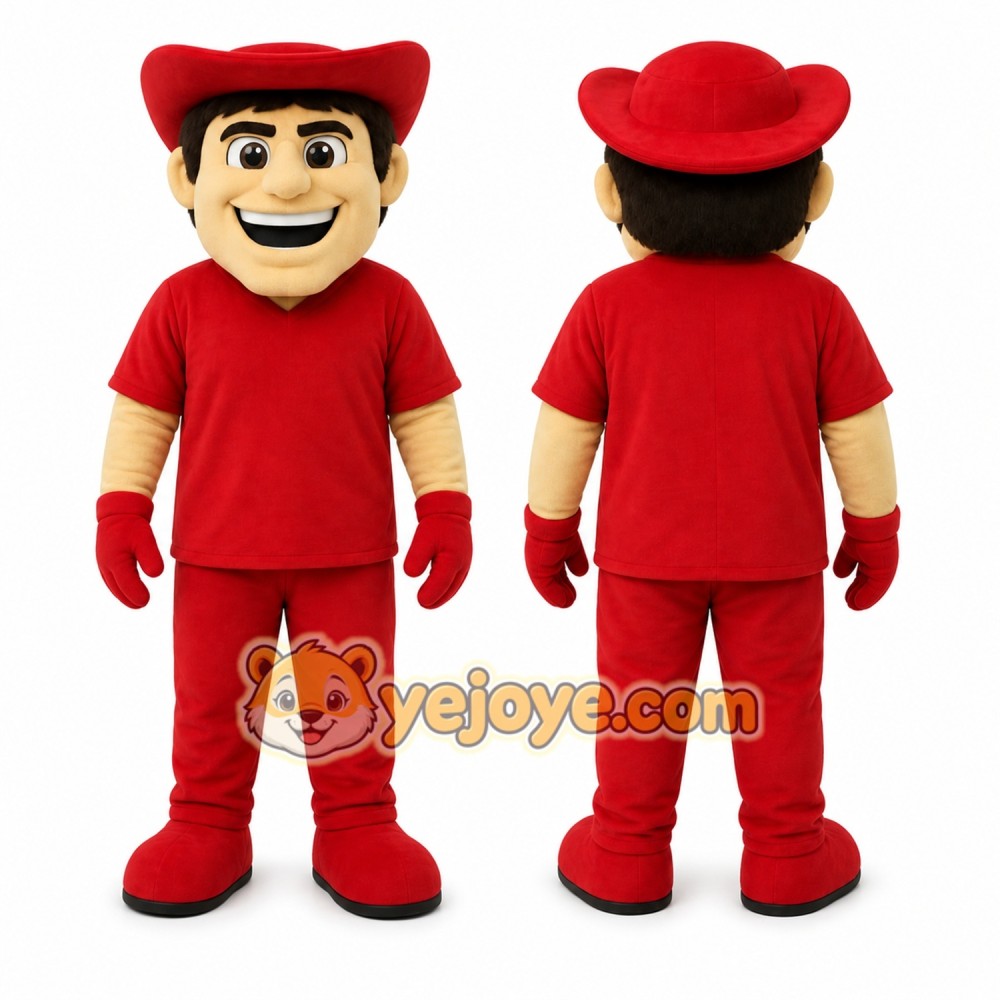 Red Cowboy Mascot Costume for Events and Promotions