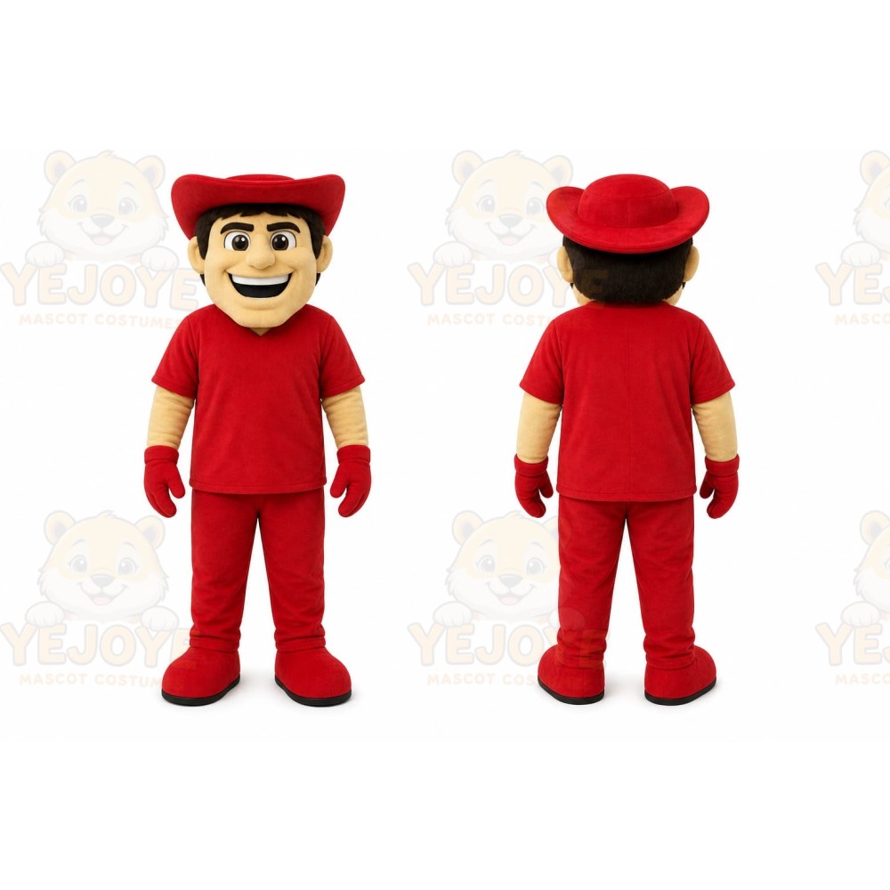 Red Cowboy Mascot Costume for Events and Promotions