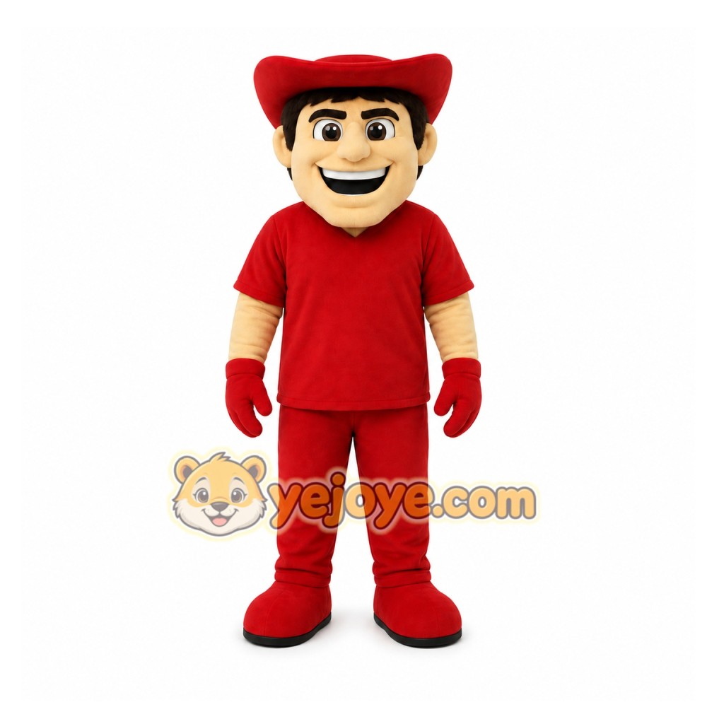 Red Cowboy Mascot Costume for Events and Promotions