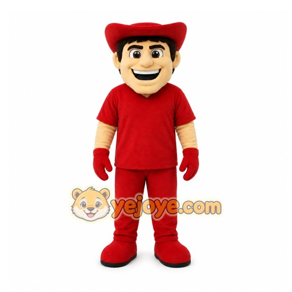 Red Cowboy Mascot Costume for Events and Promotions