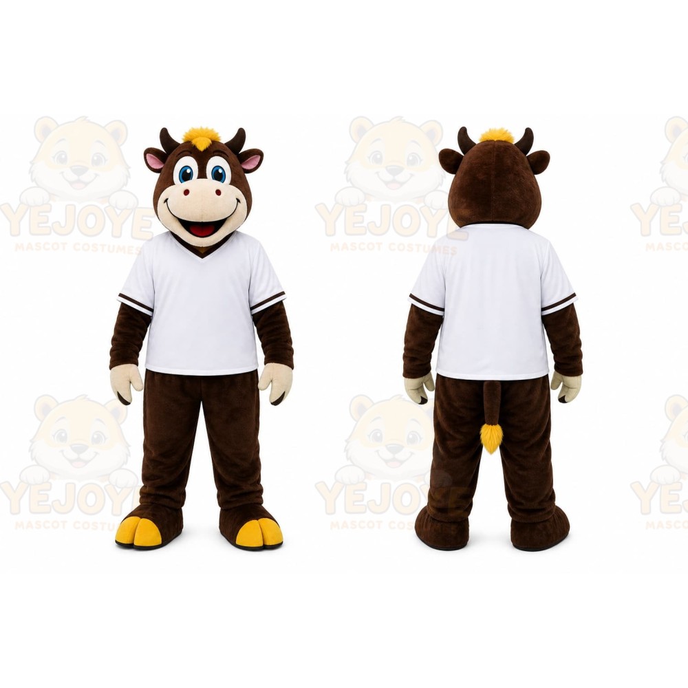 Brown Cow Mascot Costume for Restaurant Promotions