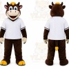 Brown Cow Mascot Costume for Restaurant Promotions