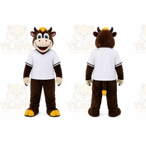 Brown Cow Mascot Costume for Restaurant Promotions
