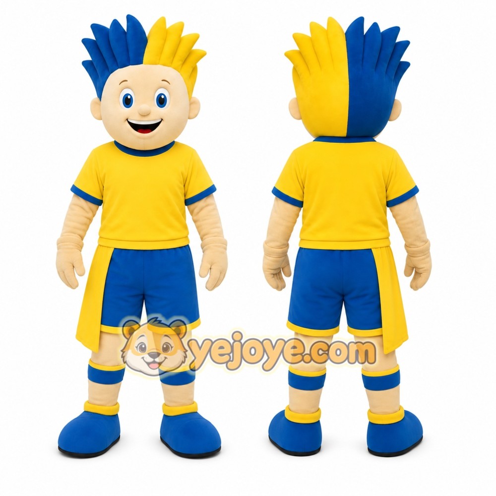 Yellow Boy Character Mascot Costume for Sports Events Yellow Boy Character Mascot Costume for Sports Events