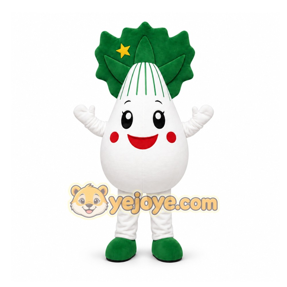 White Vegetable Character Mascot Costume for Events and Promotions White Vegetable Character Mascot Costume for Events and Promotions