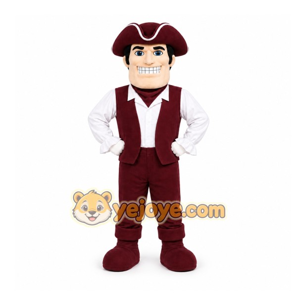 Maroon Colonial Man Mascot Costume for School Events