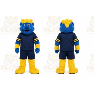 Blue Furry Creature Mascot Costume for Sports Events